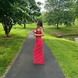 Oh polly embellished ruffle maxi dress